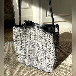 SAMOE purse black white grey italian weave